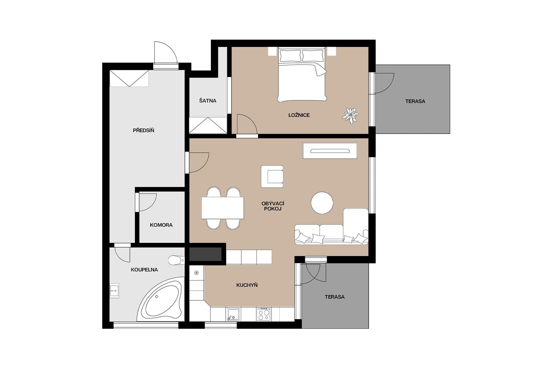 1 bedroom with open-plan kitchen flat for sale, 69 m², Šimůnkova, Prague, Prague 1 bedroom with open-plan kitchen flat for sale, 69 m², Šimůnkova, Prague, Prague