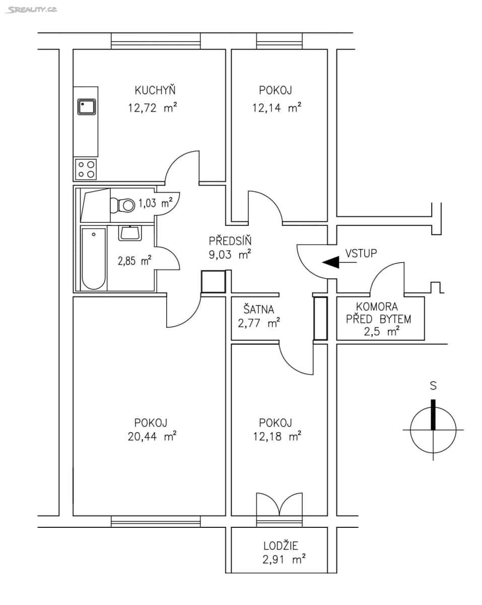3 bedroom flat for sale, 76 m², Kpt. Stránského, Prague, Prague 3 bedroom flat for sale, 76 m², Kpt. Stránského, Prague, Prague