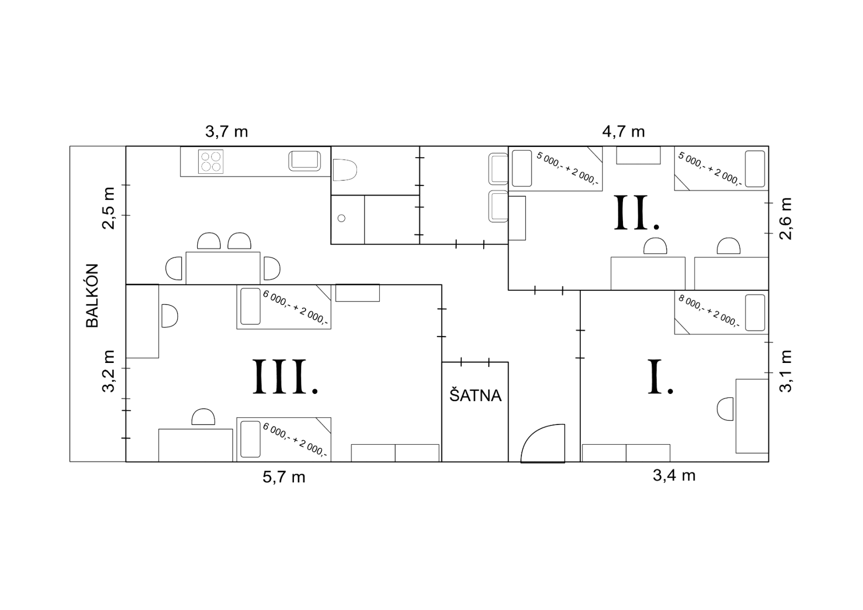 3 bedroom flat to rent, 65 m², Jablonecká, Prague, Prague 3 bedroom flat to rent, 65 m², Jablonecká, Prague, Prague