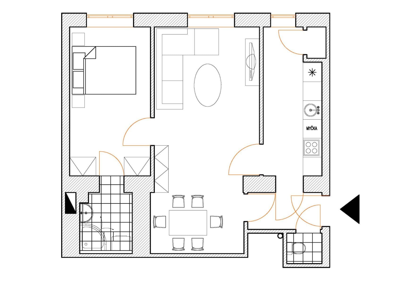 2 bedroom flat to rent, 54 m², Hartigova, Prague, Prague 2 bedroom flat to rent, 54 m², Hartigova, Prague, Prague