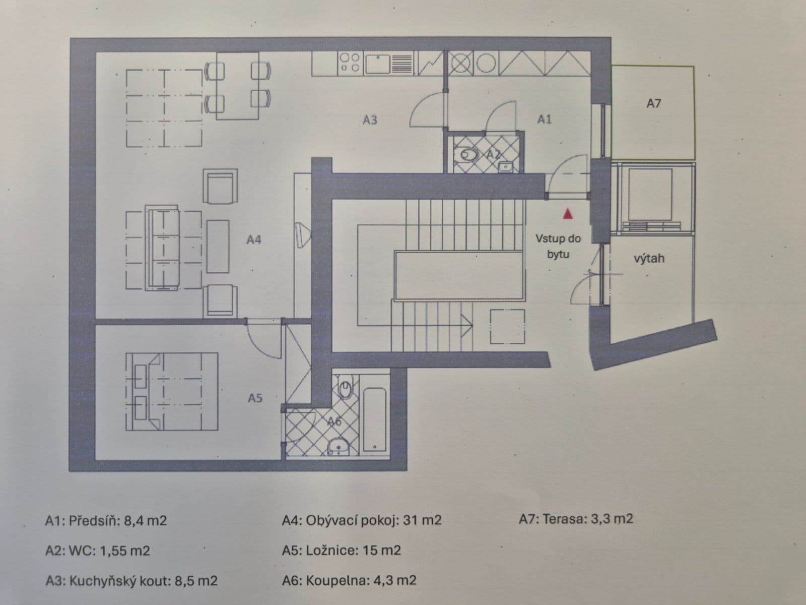 1 bedroom with open-plan kitchen flat for sale, 69 m², Prokopovo náměstí, Prague, Prague 1 bedroom with open-plan kitchen flat for sale, 69 m², Prokopovo náměstí, Prague, Prague