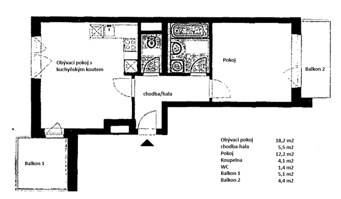 1 bedroom with open-plan kitchen flat to rent, 42 m², Neumannova, Prague, Prague 1 bedroom with open-plan kitchen flat to rent, 42 m², Neumannova, Prague, Prague