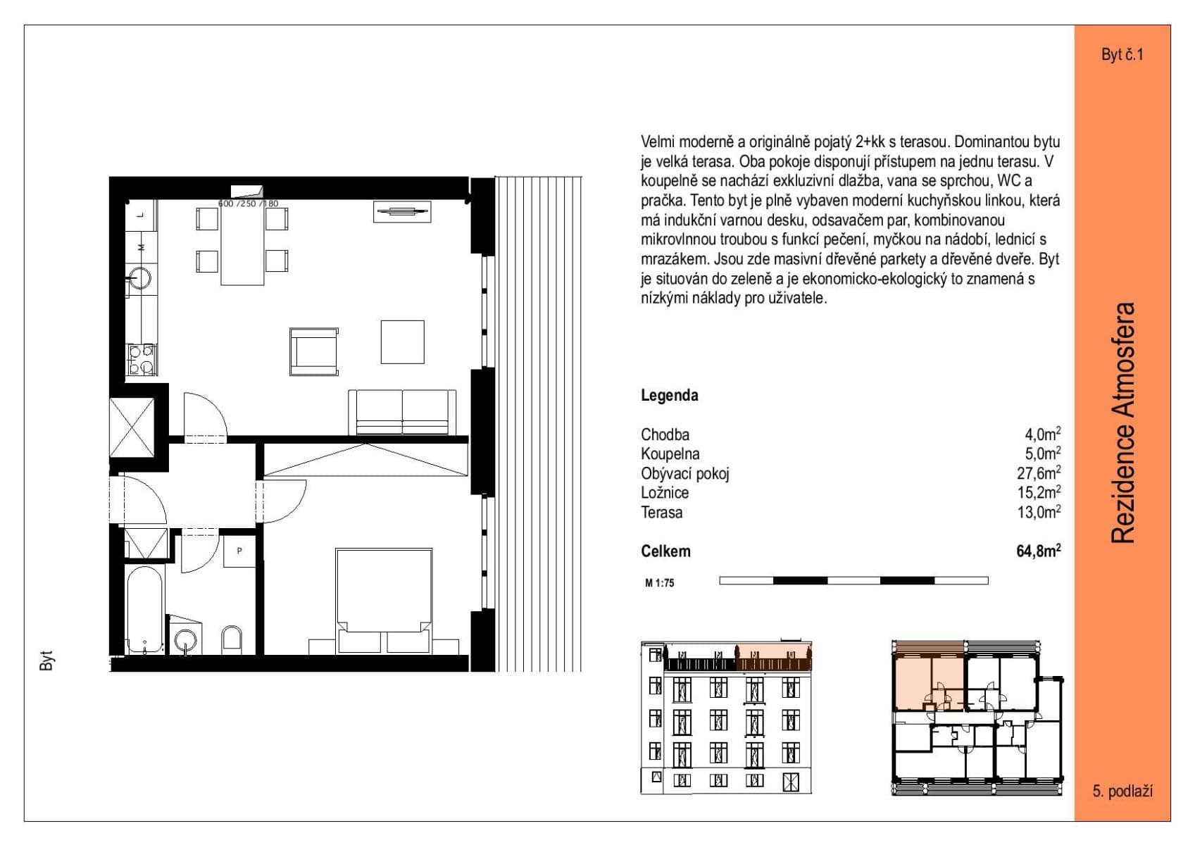 1 bedroom with open-plan kitchen flat to rent, 52 m², Ambrožova, Prague, Prague 1 bedroom with open-plan kitchen flat to rent, 52 m², Ambrožova, Prague, Prague