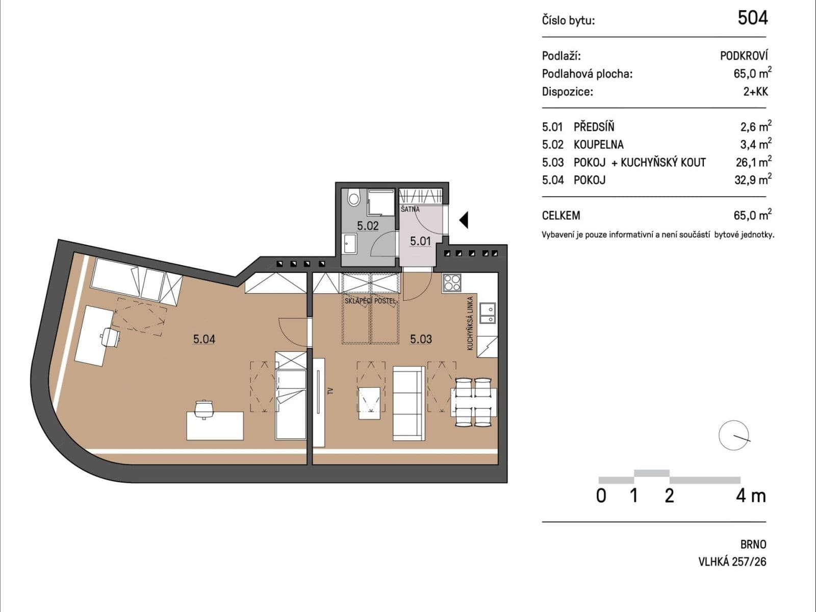 1 bedroom with open-plan kitchen flat to rent, 65 m², Brno, Jihomoravský Region 1 bedroom with open-plan kitchen flat to rent, 65 m², Brno, Jihomoravský Region