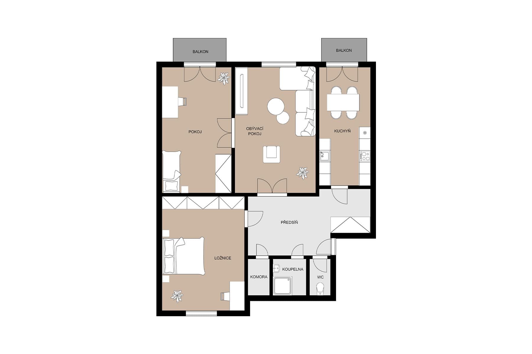 3 bedroom flat for sale, 97 m², Březiněveská, Prague, Prague 3 bedroom flat for sale, 97 m², Březiněveská, Prague, Prague
