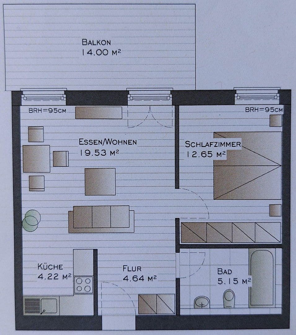 2 bedroom flat to rent, 53 m², Hanau, Hesse 2 bedroom flat to rent, 53 m², Hanau, Hesse