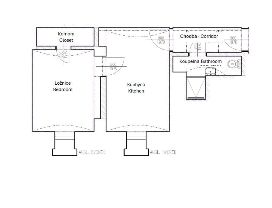 1 bedroom with open-plan kitchen flat to rent, 32 m², Heydukova, Prague, Prague 1 bedroom with open-plan kitchen flat to rent, 32 m², Heydukova, Prague, Prague
