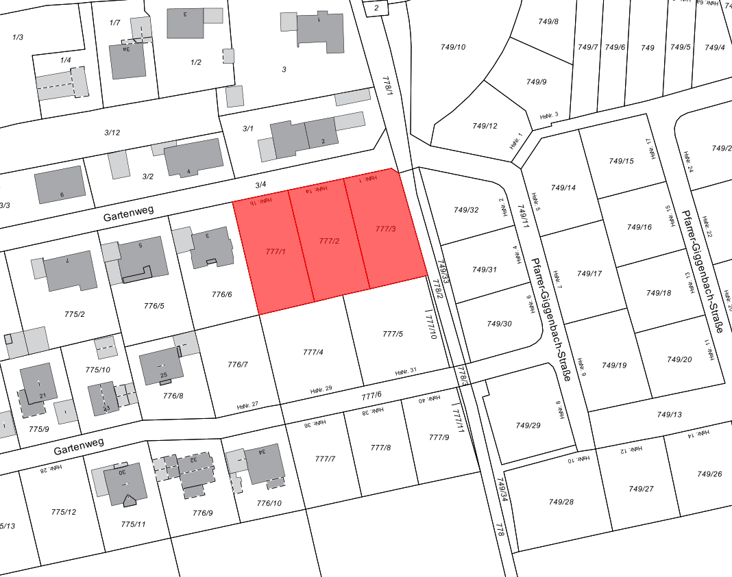 plot for sale, 718 m², Gartenweg 1 - 1b, Berg im Gau, Bavaria plot for sale, 718 m², Gartenweg 1 - 1b, Berg im Gau, Bavaria