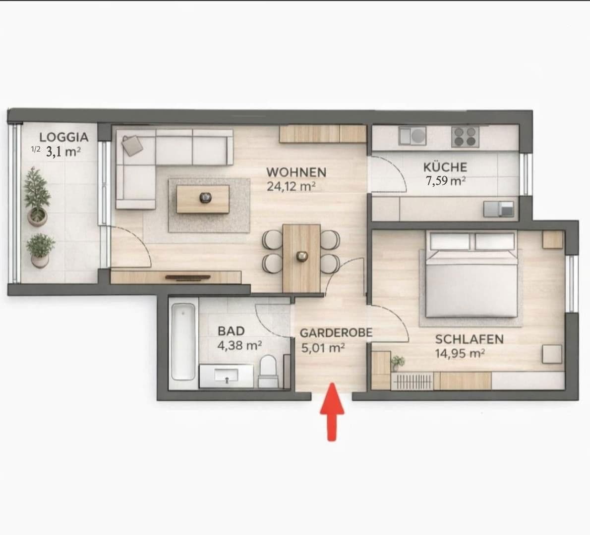 2 bedroom flat for sale, 59 m², Mittermayrstraße 25, München, Bavaria 2 bedroom flat for sale, 59 m², Mittermayrstraße 25, München, Bavaria