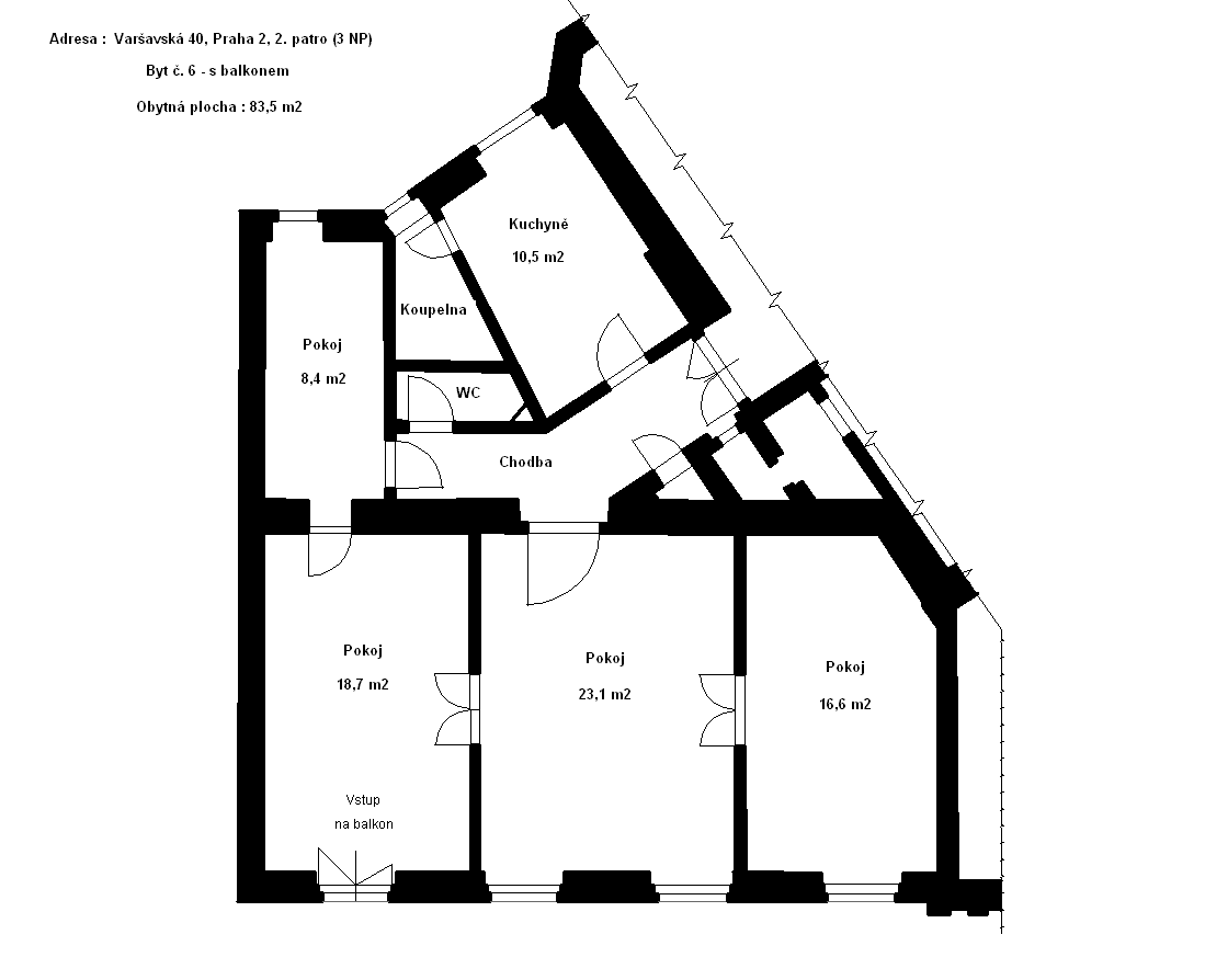 4 bedroom flat to rent, 85 m², Varšavská, Prague, Prague 4 bedroom flat to rent, 85 m², Varšavská, Prague, Prague
