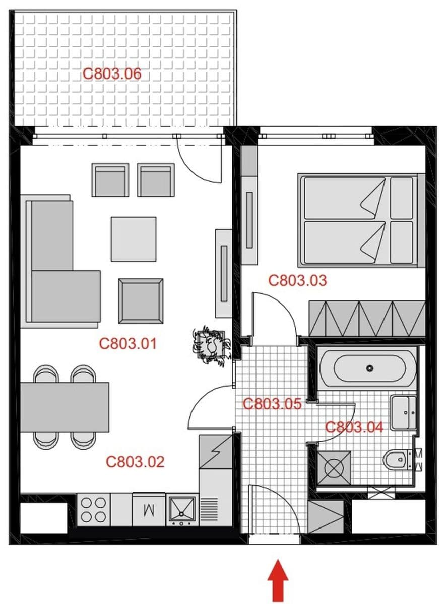 1 bedroom with open-plan kitchen flat to rent, 56 m², Jeremiášova, Prague, Prague 1 bedroom with open-plan kitchen flat to rent, 56 m², Jeremiášova, Prague, Prague