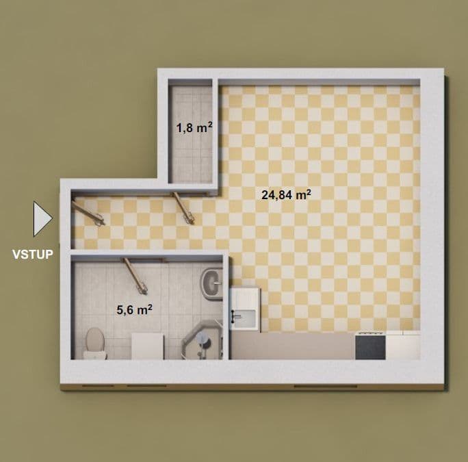 Studio flat to rent, 32 m², Dolní Krupá, Vysočina Region Studio flat to rent, 32 m², Dolní Krupá, Vysočina Region