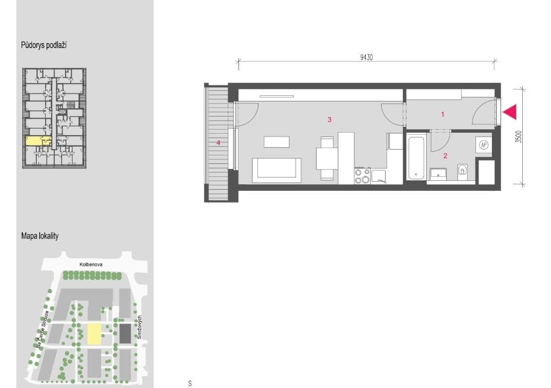 Studio flat to rent, 35 m², Smržových, Prague, Prague Studio flat to rent, 35 m², Smržových, Prague, Prague