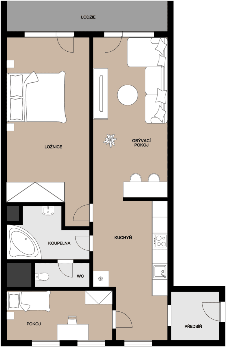 2 bedroom with open-plan kitchen flat for sale, 67 m², Psárská, Prague, Prague 2 bedroom with open-plan kitchen flat for sale, 67 m², Psárská, Prague, Prague