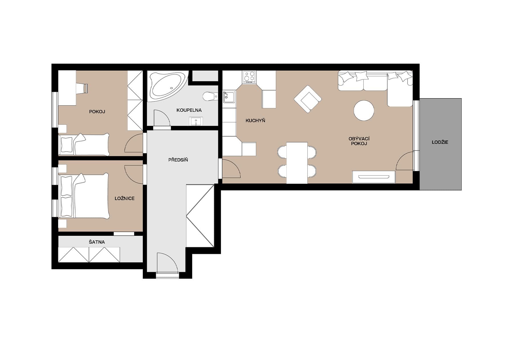 2 bedroom with open-plan kitchen flat for sale, 88 m², gen. Píky, Olomouc, Olomoucký Region 2 bedroom with open-plan kitchen flat for sale, 88 m², gen. Píky, Olomouc, Olomoucký Region