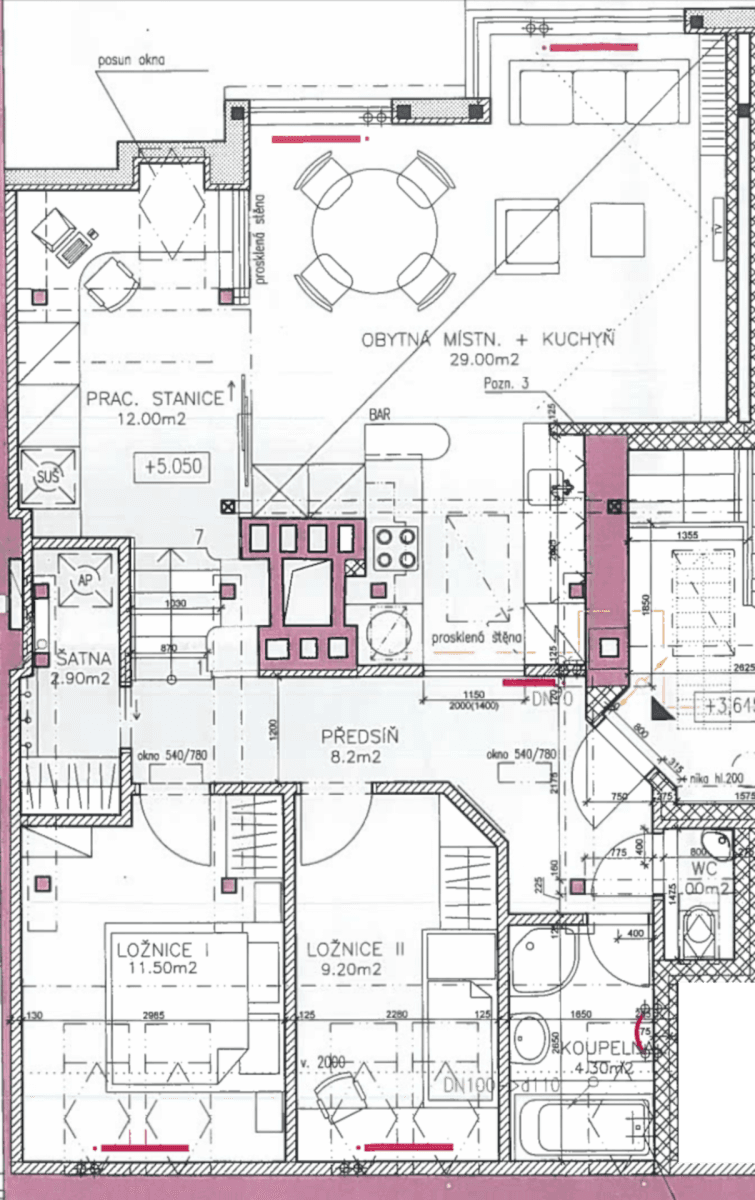 3 bedroom with open-plan kitchen flat to rent, 77 m², Nad Závěrkou, Prague, Prague 3 bedroom with open-plan kitchen flat to rent, 77 m², Nad Závěrkou, Prague, Prague