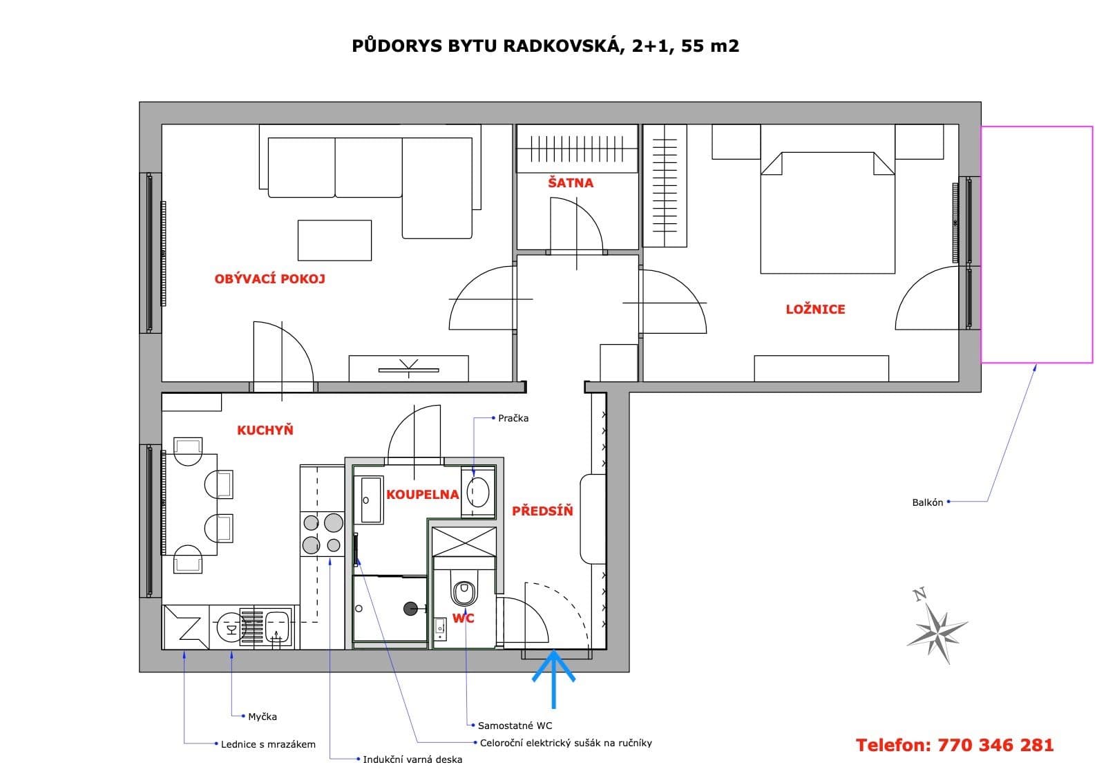 2 bedroom flat for sale, 55 m², Radkovská, Telč, Vysočina Region 2 bedroom flat for sale, 55 m², Radkovská, Telč, Vysočina Region