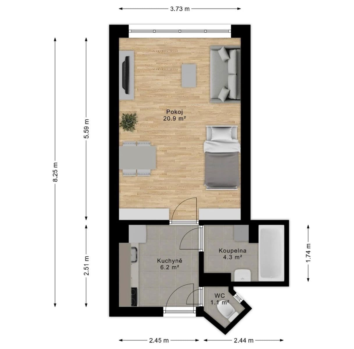 Studio flat to rent, 32 m², Opatovická, Prague, Prague Studio flat to rent, 32 m², Opatovická, Prague, Prague