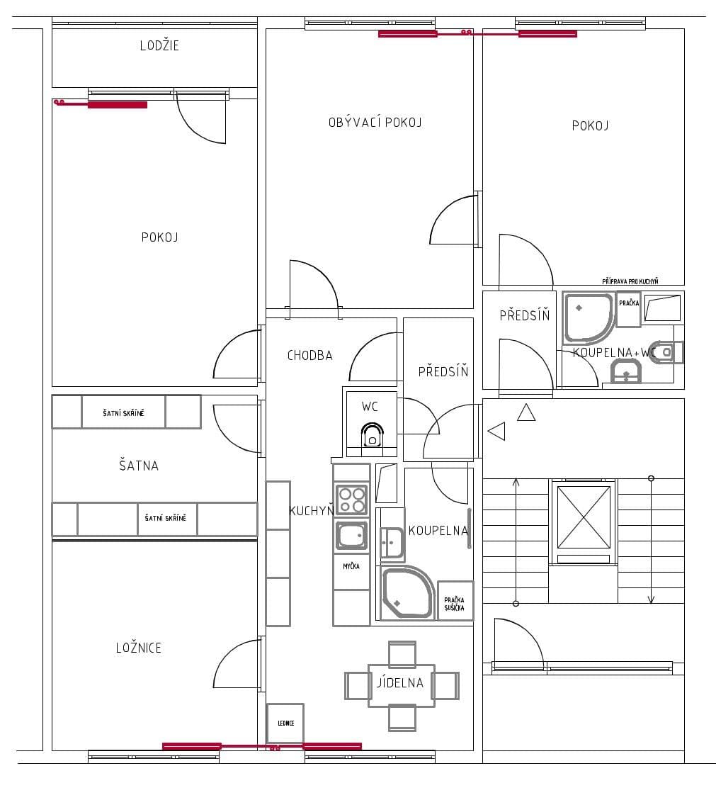 4 bedroom flat to rent, 97 m², Ruzyňská, Prague, Prague 4 bedroom flat to rent, 97 m², Ruzyňská, Prague, Prague