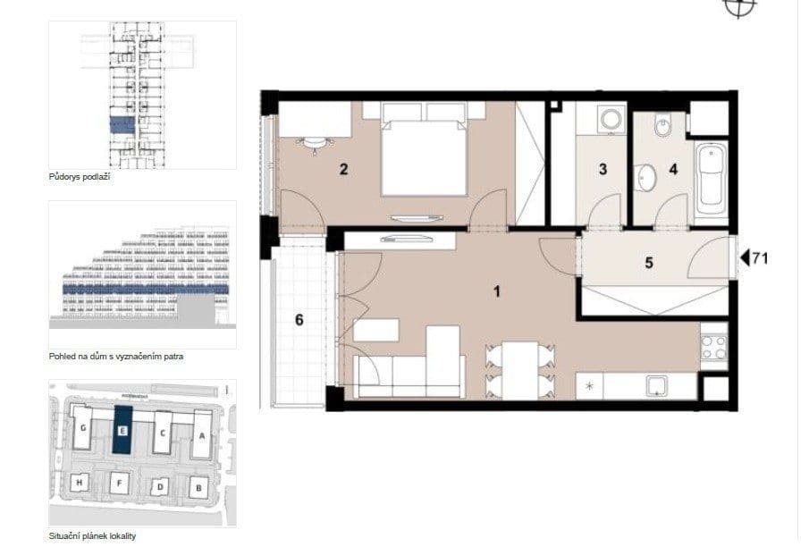1 bedroom with open-plan kitchen flat to rent, 56 m², Poděbradská, Prague, Prague 1 bedroom with open-plan kitchen flat to rent, 56 m², Poděbradská, Prague, Prague