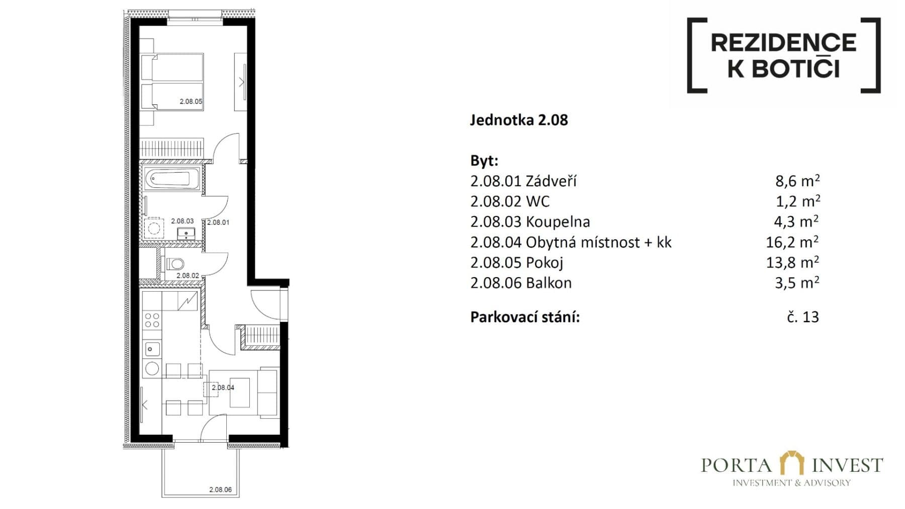 1 bedroom with open-plan kitchen flat for sale, 47 m², K Botiči, Prague, Prague 1 bedroom with open-plan kitchen flat for sale, 47 m², K Botiči, Prague, Prague