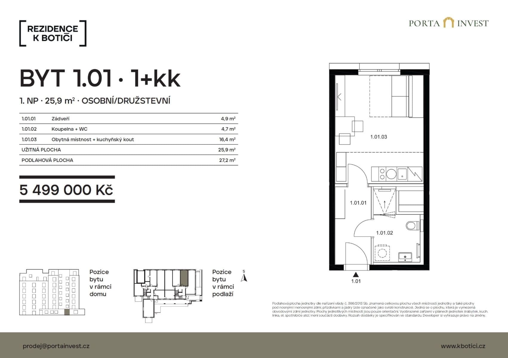 Studio flat for sale, 27 m², K Botiči, Prague, Prague Studio flat for sale, 27 m², K Botiči, Prague, Prague