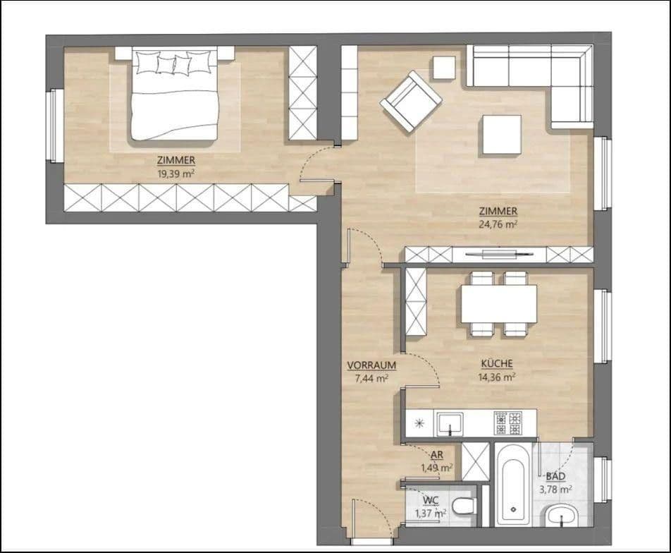 1 bedroom with open-plan kitchen flat to rent, 73 m², Wien, Vienna 1 bedroom with open-plan kitchen flat to rent, 73 m², Wien, Vienna