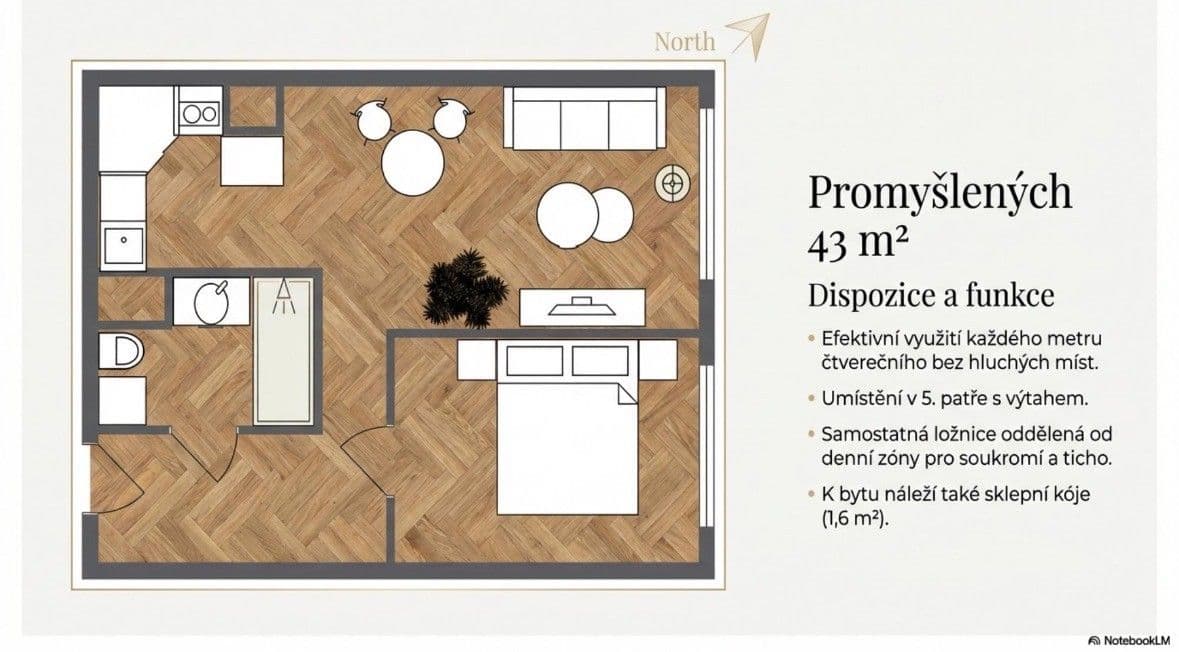 1 bedroom with open-plan kitchen flat for sale, 43 m², Plickova, Prague, Prague 1 bedroom with open-plan kitchen flat for sale, 43 m², Plickova, Prague, Prague