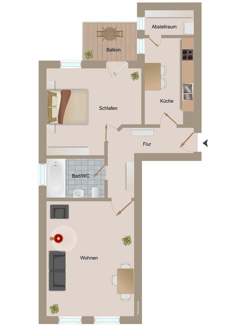 2 bedroom flat for sale, 56 m², Leipzig, Saxony 2 bedroom flat for sale, 56 m², Leipzig, Saxony