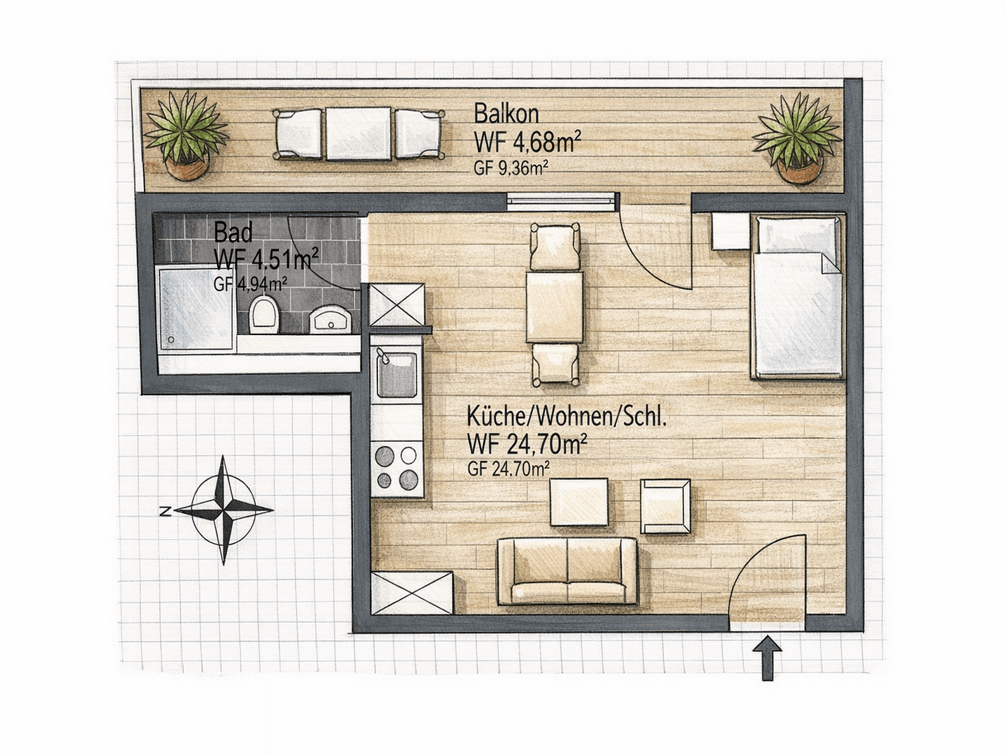 1 bedroom flat to rent, 34 m², München, Bavaria 1 bedroom flat to rent, 34 m², München, Bavaria