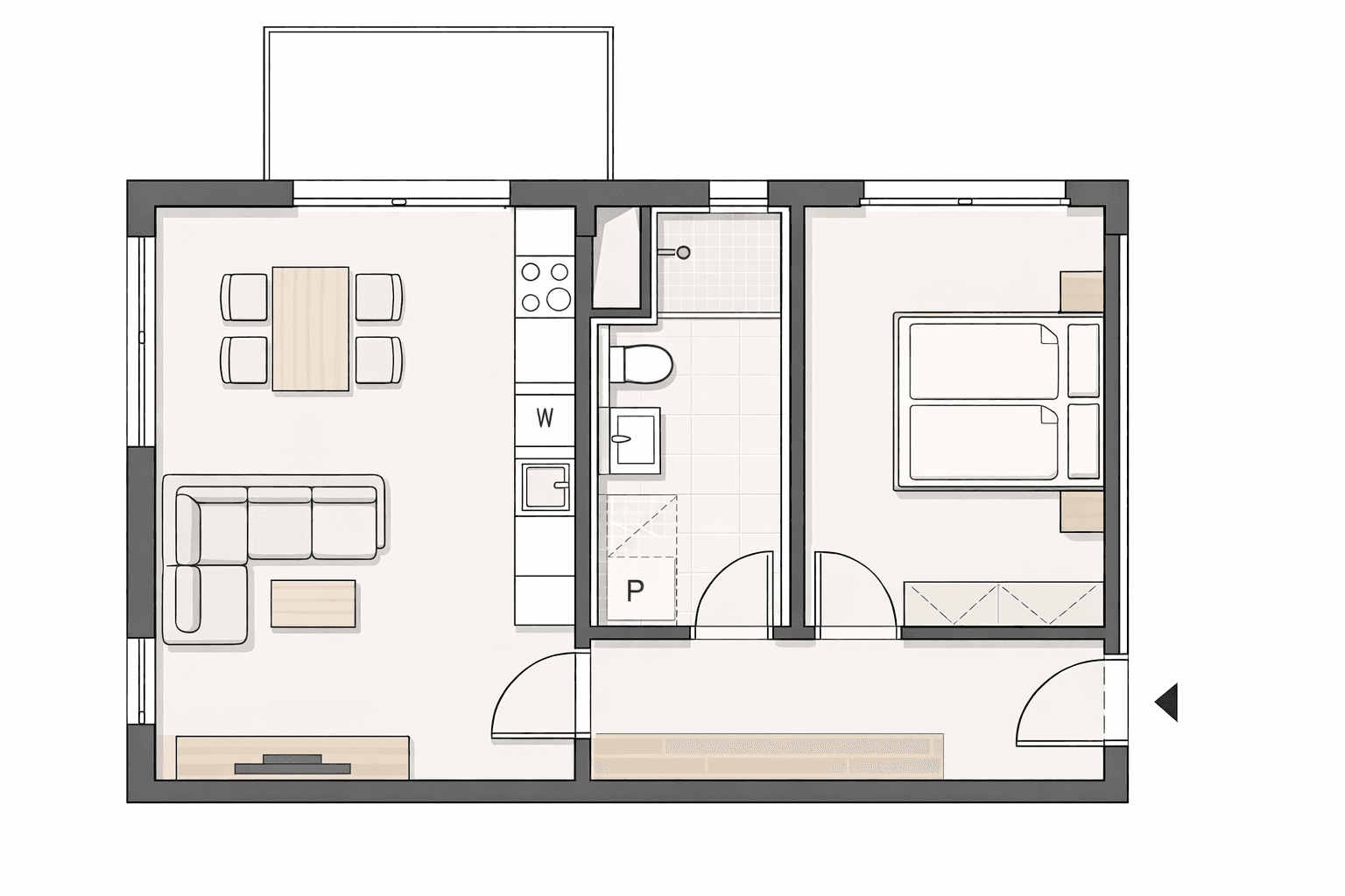 1 bedroom with open-plan kitchen flat to rent, 50 m², Podedvorská, Prague, Prague 1 bedroom with open-plan kitchen flat to rent, 50 m², Podedvorská, Prague, Prague