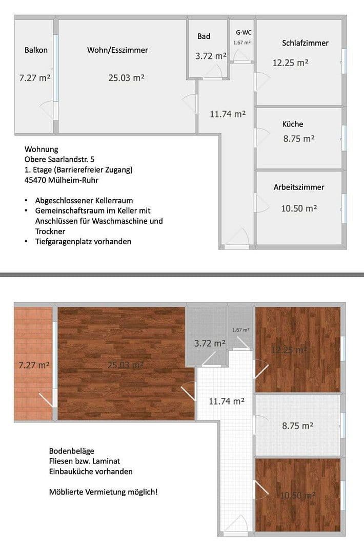 4 bedroom flat to rent, 81 m², Obere Saarlandstrasse 5, Mülheim an der Ruhr, North Rhine-Westphalia 4 bedroom flat to rent, 81 m², Obere Saarlandstrasse 5, Mülheim an der Ruhr, North Rhine-Westphalia