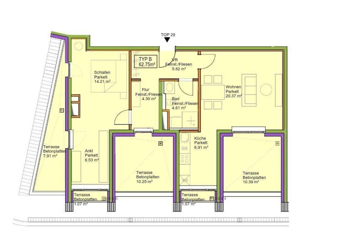 2 bedroom flat to rent, 63 m², Langobardenstrasse 33, Vienna, Vienna 2 bedroom flat to rent, 63 m², Langobardenstrasse 33, Vienna, Vienna