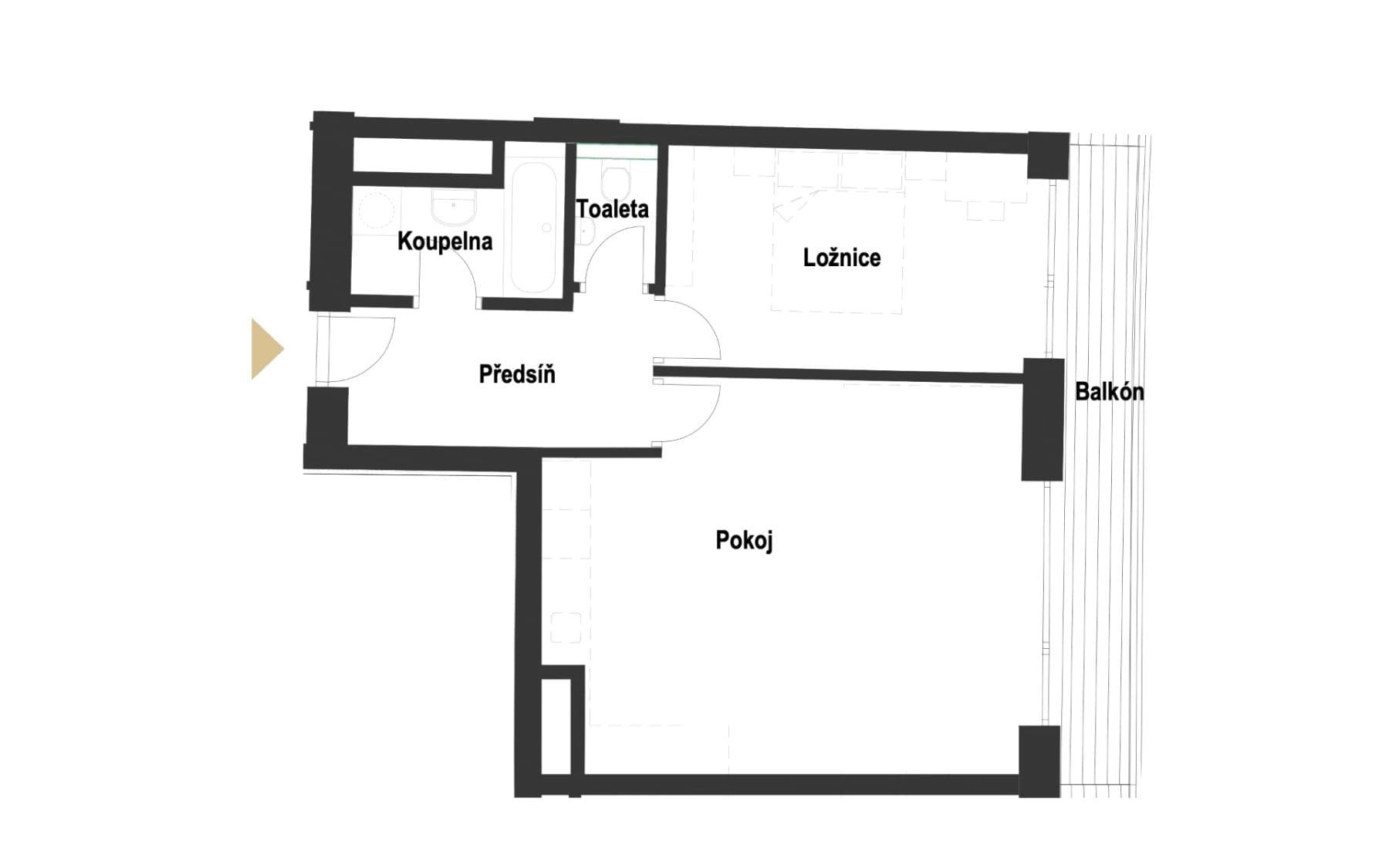 1 bedroom with open-plan kitchen flat to rent, 55 m², Bystrcká, Brno, Jihomoravský Region 1 bedroom with open-plan kitchen flat to rent, 55 m², Bystrcká, Brno, Jihomoravský Region