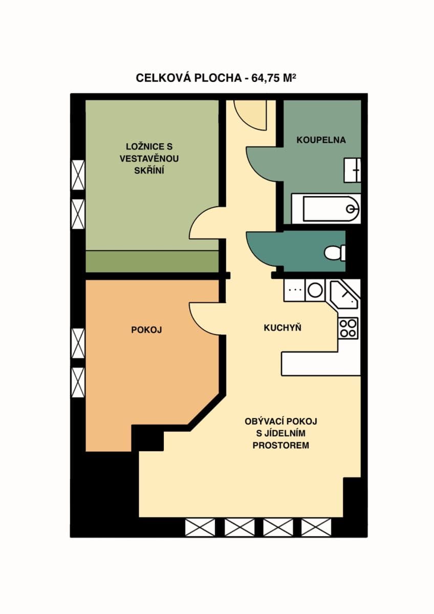 2 bedroom with open-plan kitchen flat to rent, 64 m², Handkeho, Olomouc, Olomoucký Region 2 bedroom with open-plan kitchen flat to rent, 64 m², Handkeho, Olomouc, Olomoucký Region