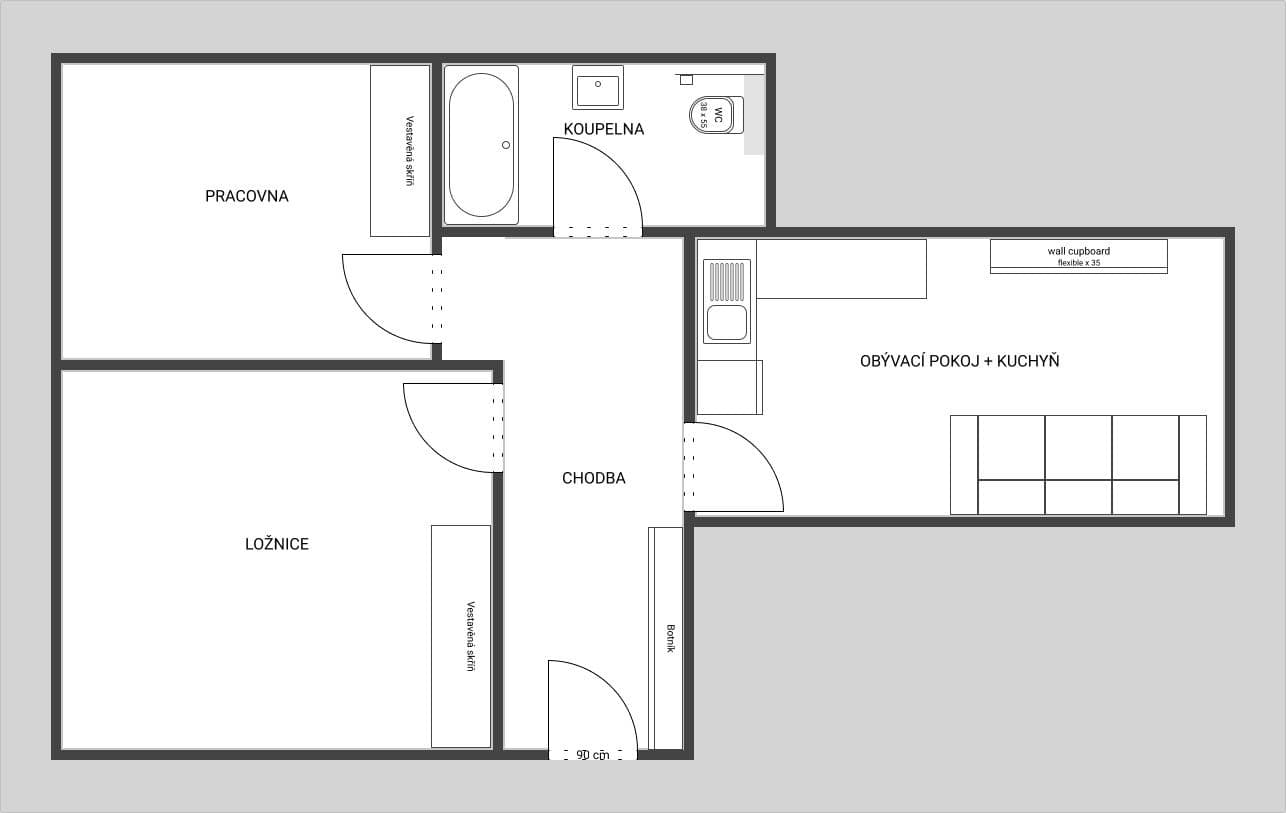 2 bedroom with open-plan kitchen flat to rent, 50 m², Luštěnice, Středočeský Region 2 bedroom with open-plan kitchen flat to rent, 50 m², Luštěnice, Středočeský Region