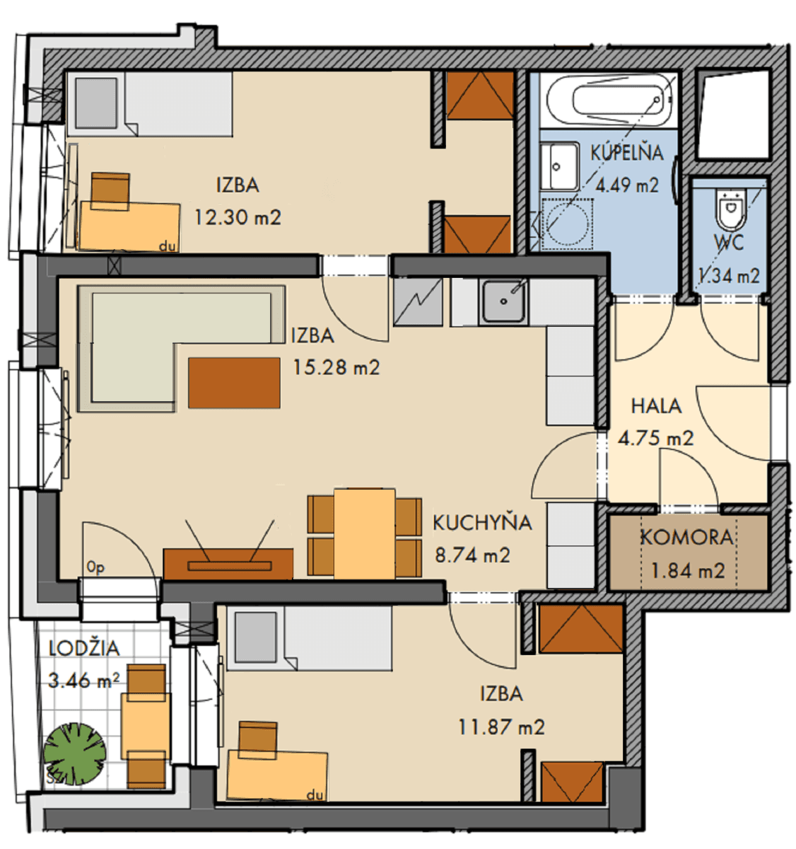 3 bedroom flat to rent, 64 m², Šancová, Bratislava - mestská časť Staré Mesto, Bratislavský Region 3 bedroom flat to rent, 64 m², Šancová, Bratislava - mestská časť Staré Mesto, Bratislavský Region