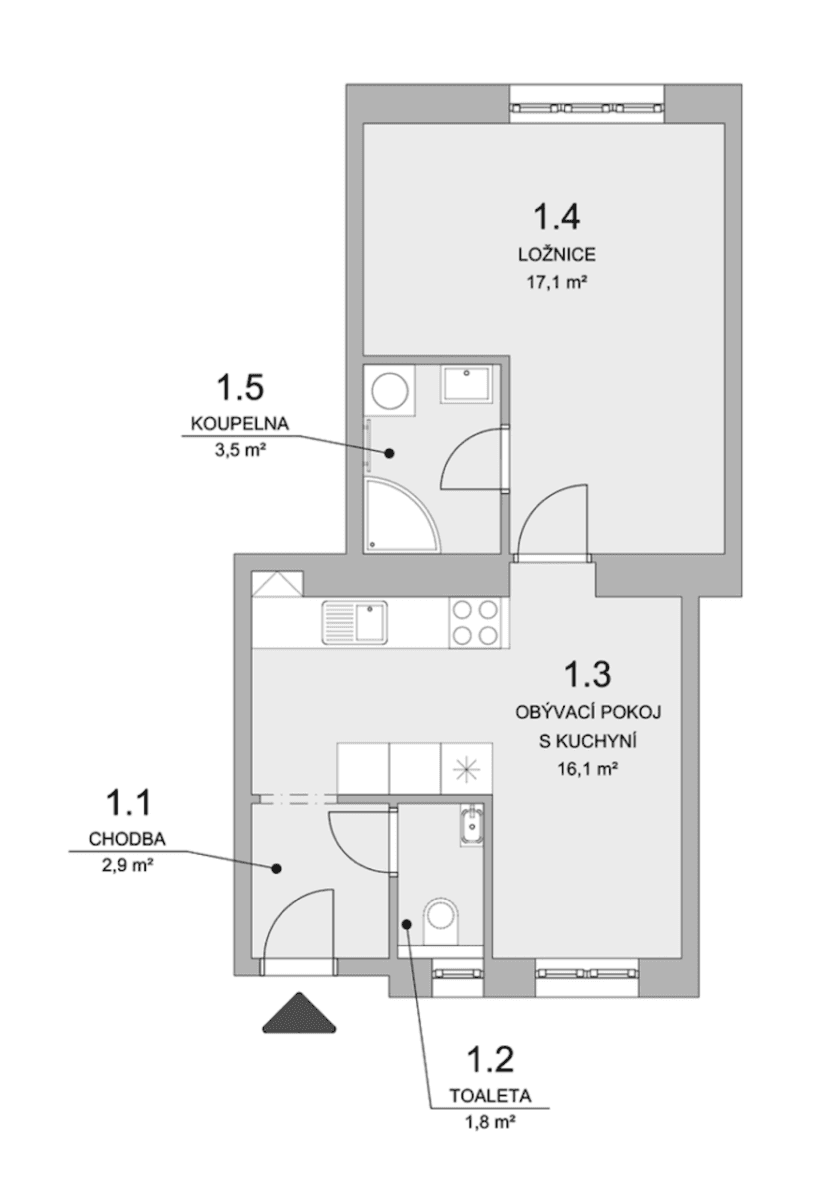 1 bedroom with open-plan kitchen flat to rent, 45 m², Myslbekova, Ostrava, Moravskoslezský Region 1 bedroom with open-plan kitchen flat to rent, 45 m², Myslbekova, Ostrava, Moravskoslezský Region