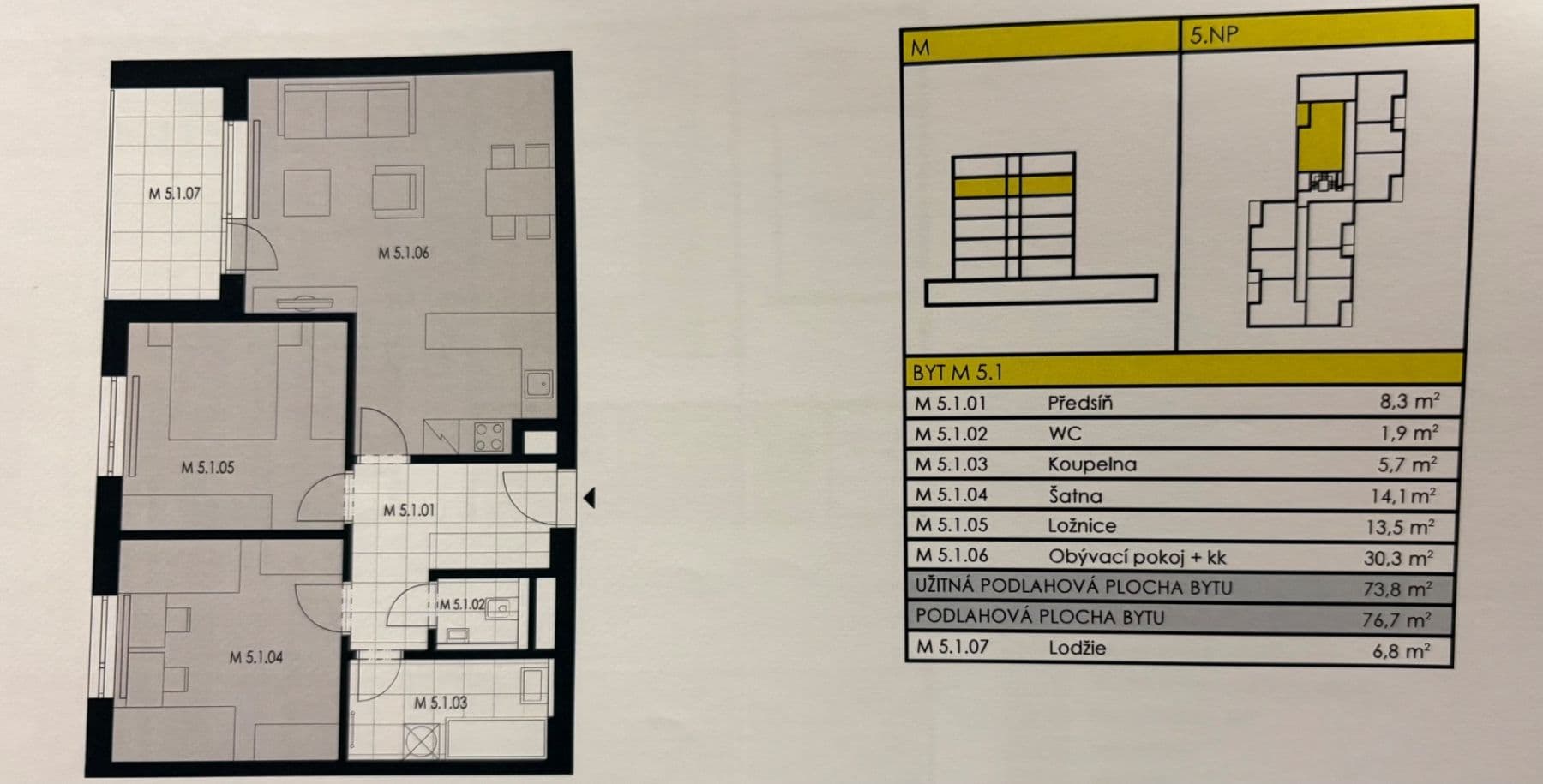 2 bedroom with open-plan kitchen flat to rent, 74 m², Strnadových, Prague, Prague 2 bedroom with open-plan kitchen flat to rent, 74 m², Strnadových, Prague, Prague