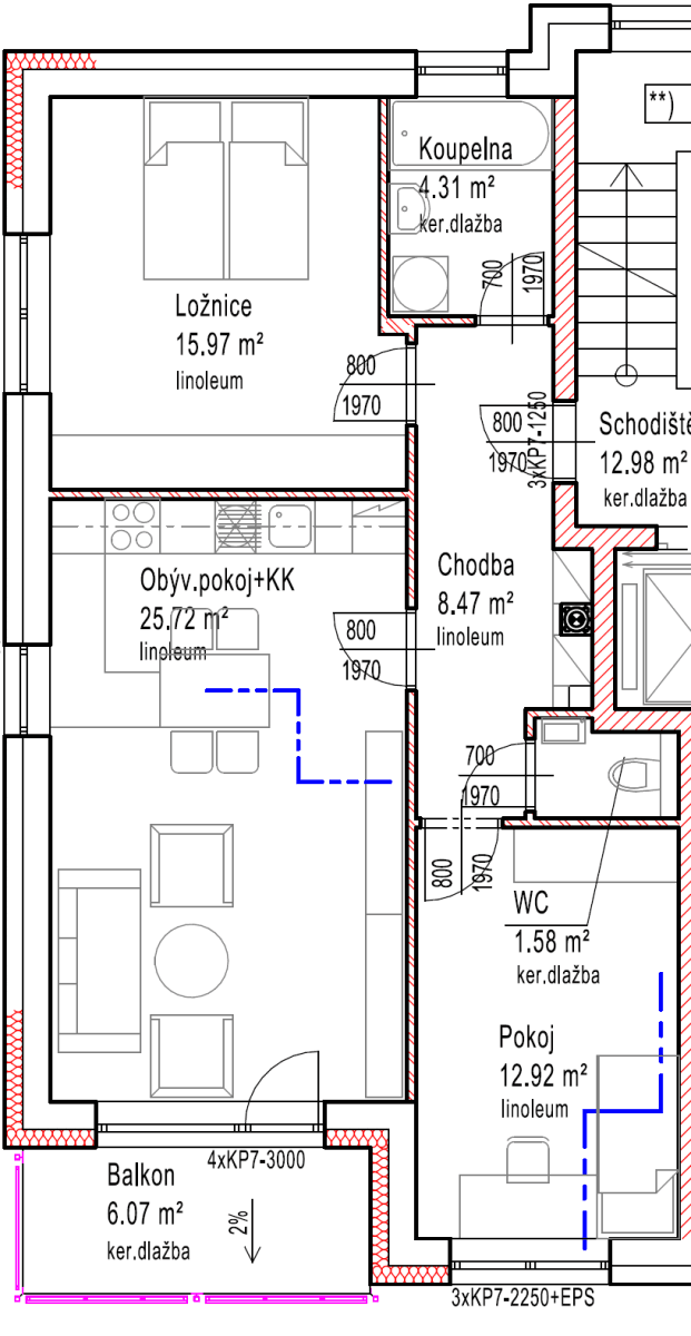 2 bedroom with open-plan kitchen flat for sale, 68 m², Palackého, Tachov, Plzeňský Region 2 bedroom with open-plan kitchen flat for sale, 68 m², Palackého, Tachov, Plzeňský Region