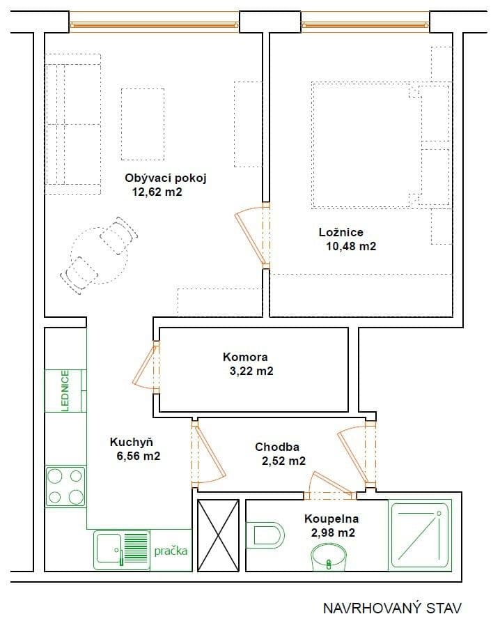 1 bedroom with open-plan kitchen flat for sale, 40 m², Blattného, Prague, Prague 1 bedroom with open-plan kitchen flat for sale, 40 m², Blattného, Prague, Prague