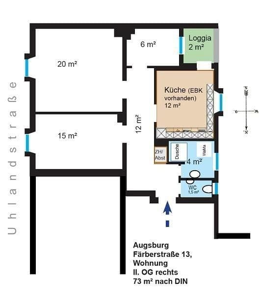 3 bedroom flat to rent, 73 m², Färberstraße 13, Augsburg, Bavaria 3 bedroom flat to rent, 73 m², Färberstraße 13, Augsburg, Bavaria