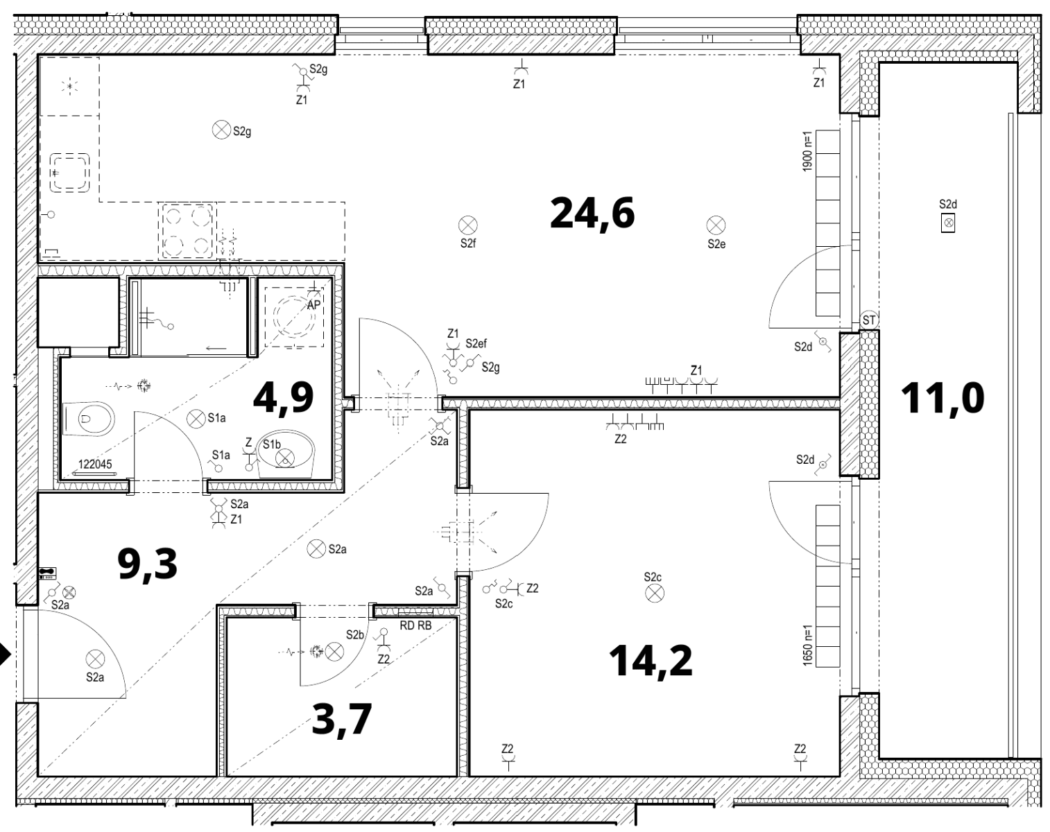 1 bedroom with open-plan kitchen flat to rent, 61 m², Poděbradská, Prague, Prague 1 bedroom with open-plan kitchen flat to rent, 61 m², Poděbradská, Prague, Prague