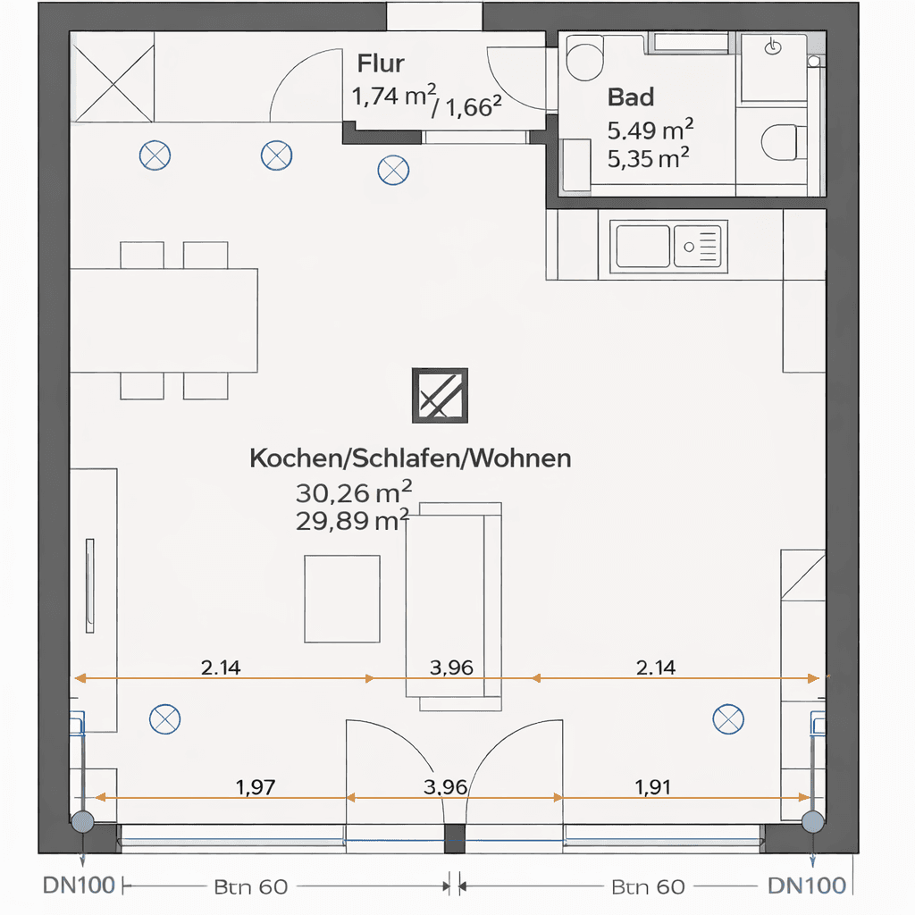1 bedroom flat to rent, 45 m², Heißener Str., Mülheim a. d. Ruhr, North Rhine-Westphalia 1 bedroom flat to rent, 45 m², Heißener Str., Mülheim a. d. Ruhr, North Rhine-Westphalia