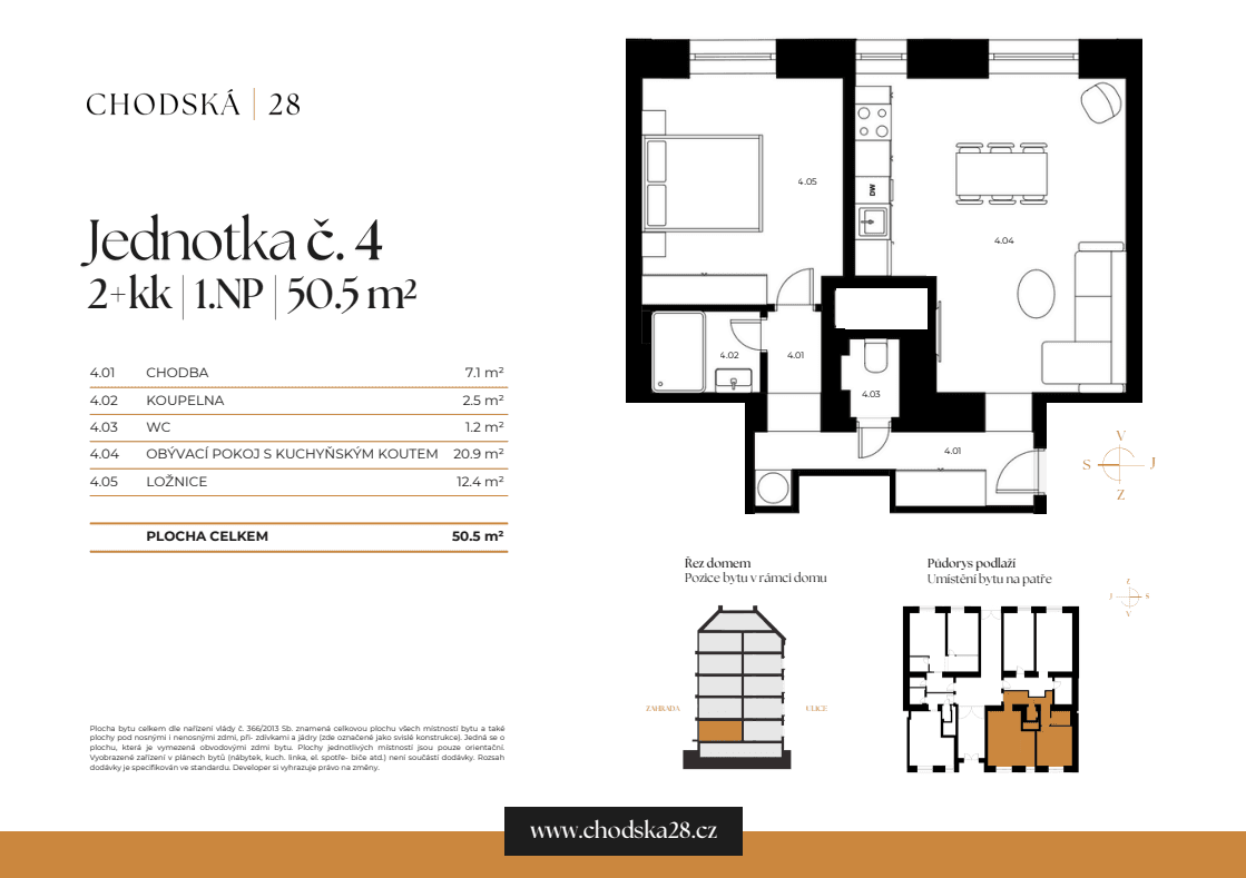 1 bedroom with open-plan kitchen flat for sale, 51 m², Chodská, Prague, Prague 1 bedroom with open-plan kitchen flat for sale, 51 m², Chodská, Prague, Prague