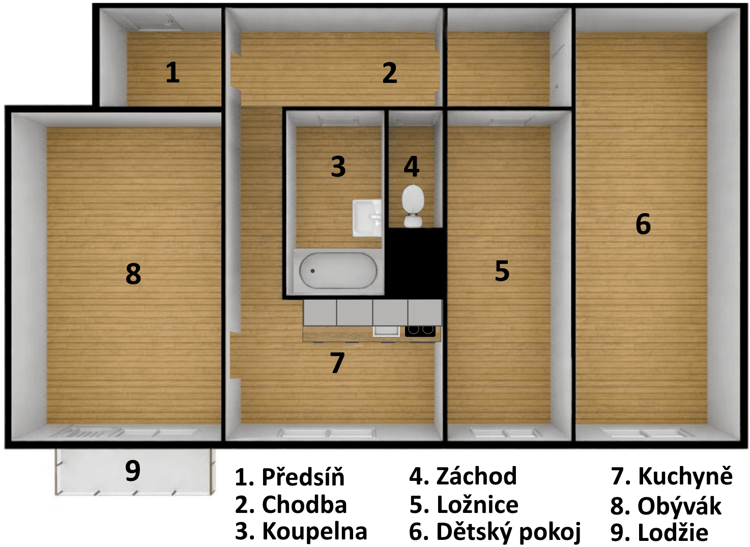 3 bedroom flat to rent, 67 m², Krčínova, České Budějovice, Jihočeský Region 3 bedroom flat to rent, 67 m², Krčínova, České Budějovice, Jihočeský Region