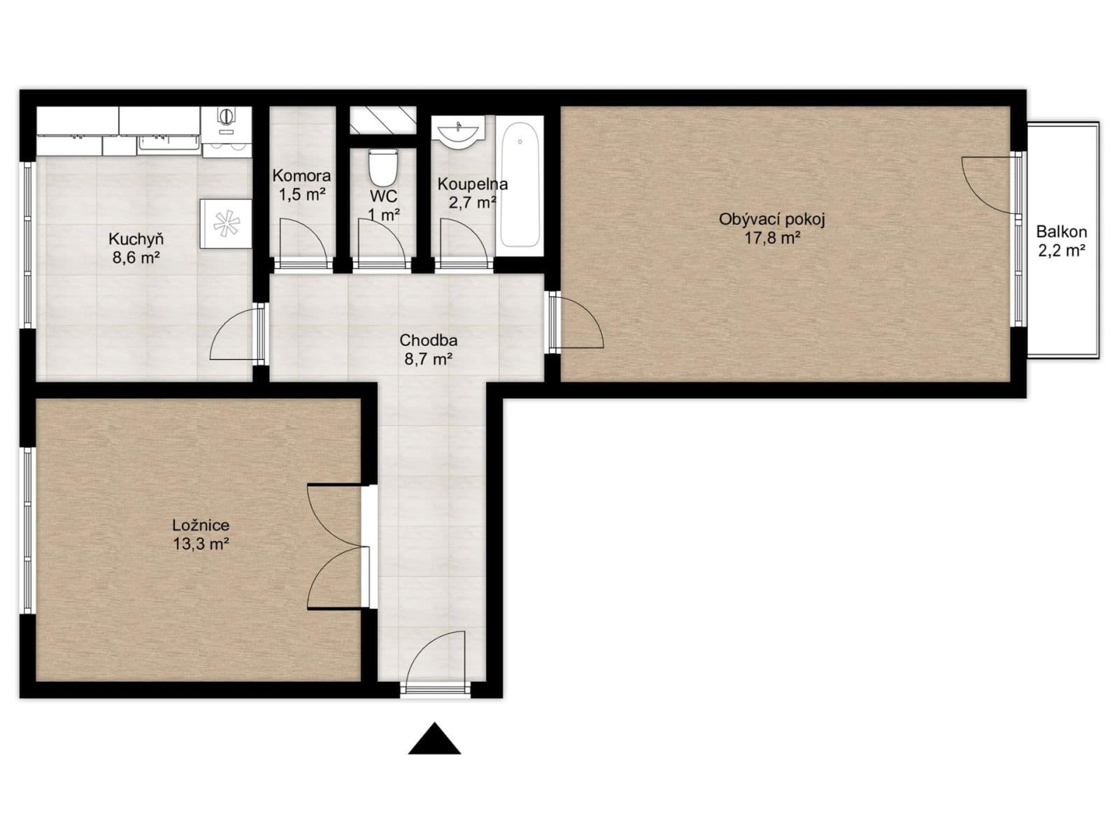 2 bedroom flat to rent, 56 m², Poříčí, Brno, Jihomoravský Region 2 bedroom flat to rent, 56 m², Poříčí, Brno, Jihomoravský Region