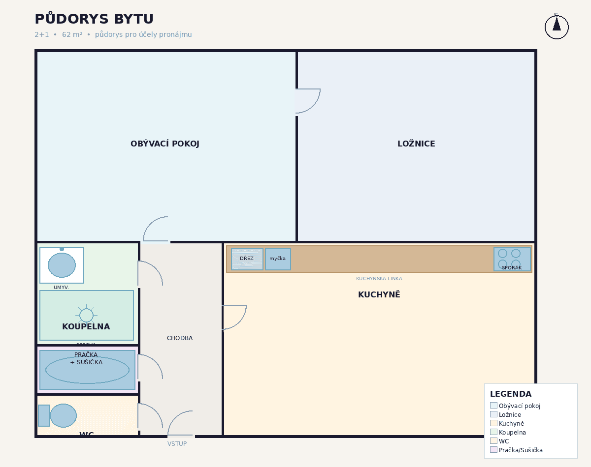 2 bedroom flat to rent, 62 m², Víta Nejedlého, Prague, Prague 2 bedroom flat to rent, 62 m², Víta Nejedlého, Prague, Prague