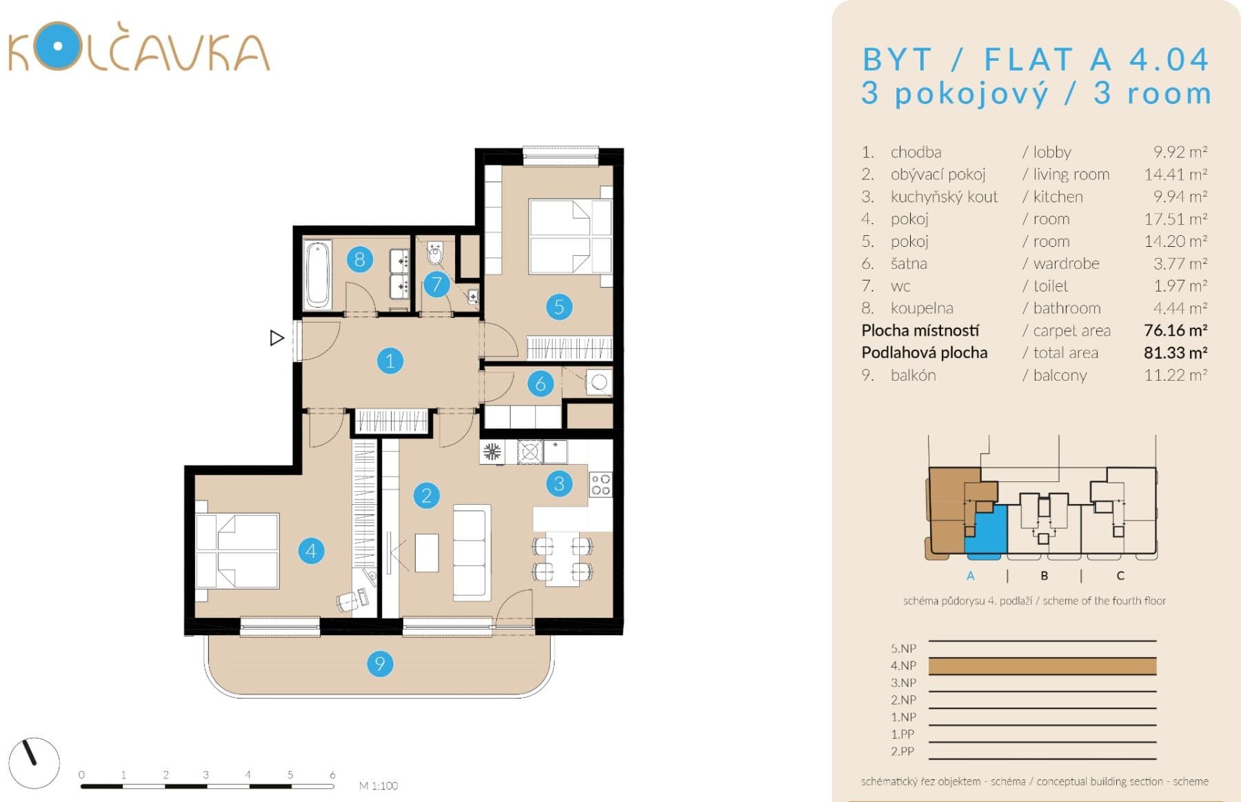 2 bedroom with open-plan kitchen flat to rent, 87 m², Nad Kolčavkou, Prague, Prague 2 bedroom with open-plan kitchen flat to rent, 87 m², Nad Kolčavkou, Prague, Prague