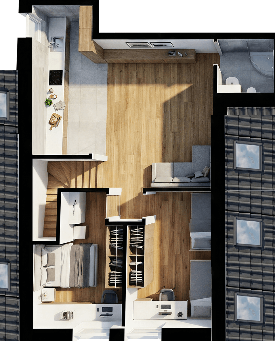 2 bedroom with open-plan kitchen flat to rent, 68 m², V chaloupkách, Lety, Středočeský Region 2 bedroom with open-plan kitchen flat to rent, 68 m², V chaloupkách, Lety, Středočeský Region